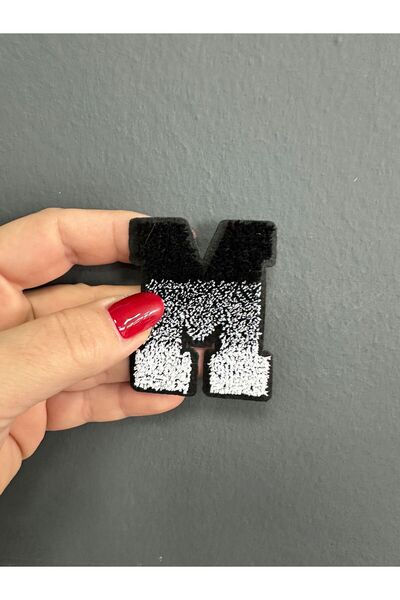 Gönülden Tasarım Iron-On Punch Woven Letter m Embroidery Sewing Accessory 6X4 cm