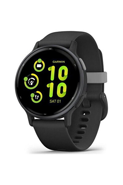Garmin Ramă din aluminiu vívoactive 5 Slate cu carcasă neagră și curea din si...