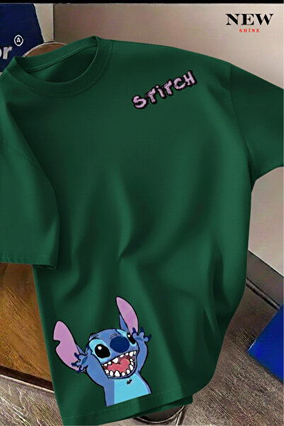 New Shine تي شيرت مطبوع عليه ستيتش للجنسين