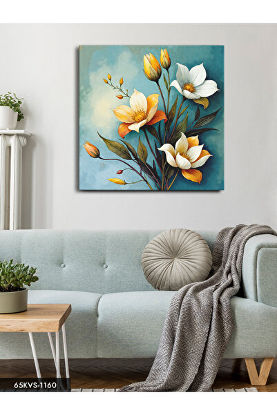 Evinemoda Цветя в акварелен стил, единично парче квадратно платно - платно за...