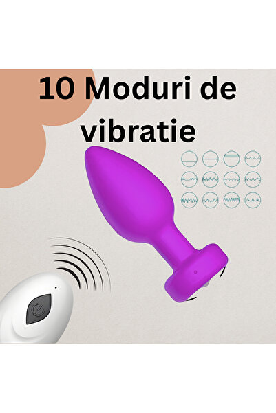 cribeau Dispozitiv de Masaj Anal cu Telecomanda Wireless, 10 Moduri, Rezistent la Apa, Roz