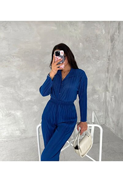 Tarzımızbir Pleated Shirt Suit Is a Full Summer Product with Long Sleeves