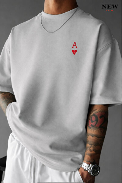 New Shine تي شيرت مطبوع عليه حرف A للجنسين