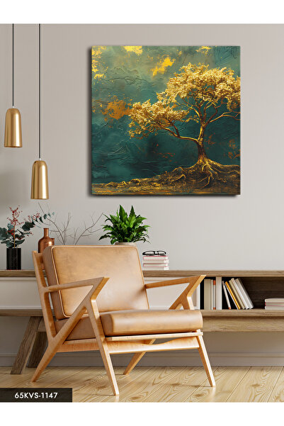 Evinemoda Zlatno drvo Jednodijelno kvadratno platno - Slika na platnu