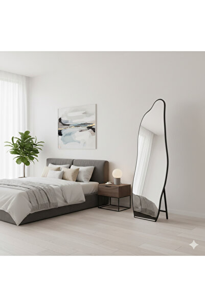 N.zone A floor mirror with a unique, modern design and irregular edges adds a...