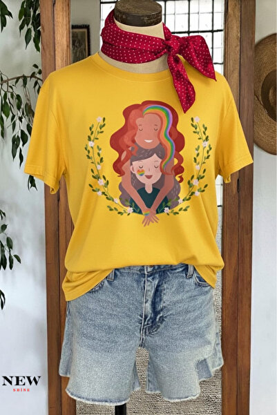 New Shine تي شيرت مطبوع عليه عبارة 'الأم والطفل' للجنسين