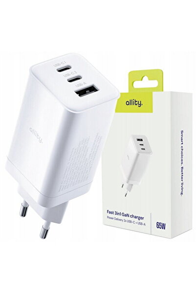allity ATC-01-65WACC GaN PD QC 2x USB-C 1x USB-A 65W Alb