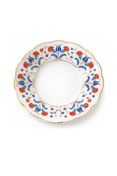 Jenisa 12-Piece Gilded Floral Motif Porcelain Tea Plate – Patterned Tea Plate