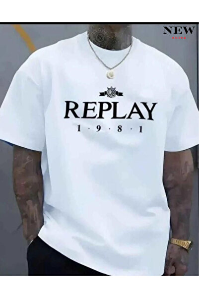 New Shine تي شيرت مطبوع للجنسين من ريبلاي 1981