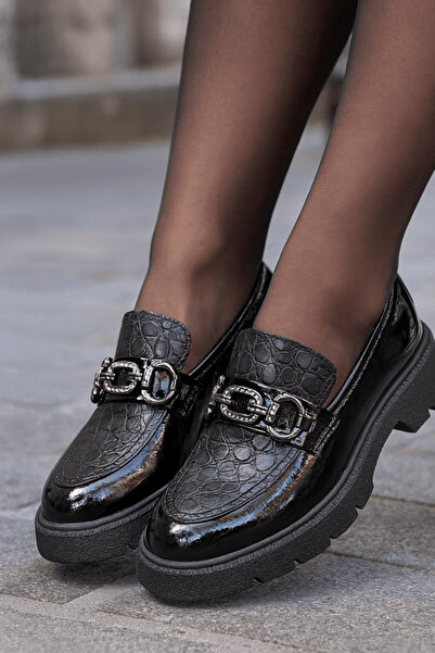 Dogati Black patent leather casual shoes with accessories - ELEZ