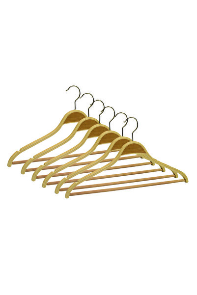 NYN Wooden Bar Clothes Blouse Shirt Hanger Natural Color 24 Pieces