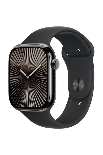Apple Watch Series 10 GPS + Cellular 46 mm Slate Titanium Case with Black Spo...