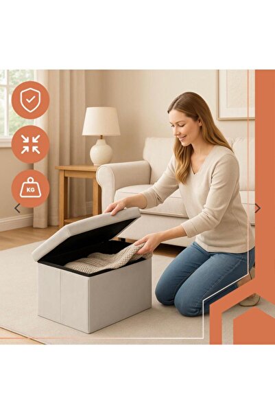 Ruhhy Taburet pliabil cu spatiu depozitare, 54 l, 60x30x30 cm, suporta 80 kg,...