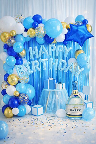 ENG PARTİ DÜNYASI 88 Piece Birthday Balloon Concept - Happy Birthday Set Eng-...