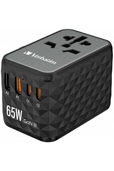 Verbatim UTA-05, Travel, 65WGaN3, 2 x USB-C PD & QC 4+ & 2 x USB-A ports