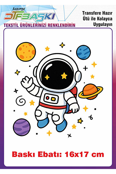 F17 Ajans Tricou cu imprimeu textil astronaut spațial, cu aplicație termică