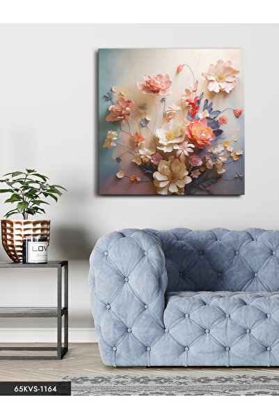 Evinemoda Текстуриран външен вид Меки цветя Единична квадратна платно - Платн...