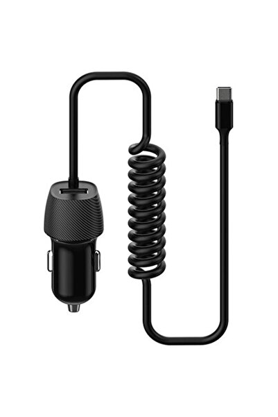 Generic PLCRSC CAR CHARGER TYPE C SPIRAL CABLE Black