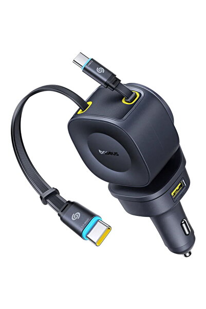 Baseus Incarcator pentru Masina cu Cablu Retractabil, USB, 3x Type-C, 163W - ...