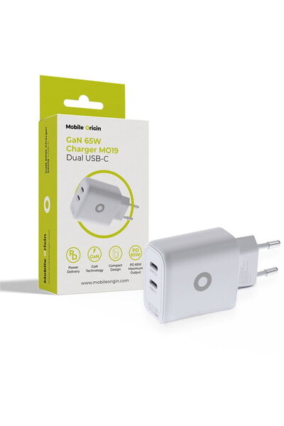 Mobile Origin MO-GAN65W-MO19 2x USB-C PD QC 3A 65W Alb