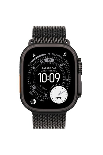 Apple Ceas Ultra 3 LTE, 49 mm, titan, curea milaneză neagră, L, 1,98"