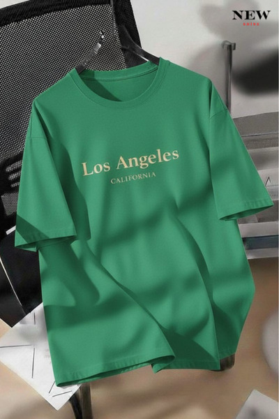 New Shine تي شيرت مطبوع للجنسين من لوس أنجلوس كاليفورنيا