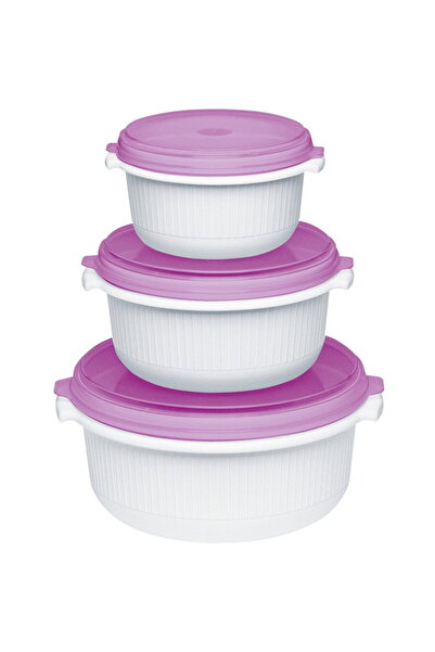 emsa MICRO FAMILY microwave pot, starter set 3-piece, tin (white/violet, 3 po...