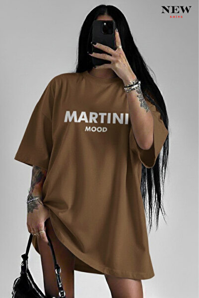 New Shine تي شيرت مطبوع عليه مارتيني مود للجنسين