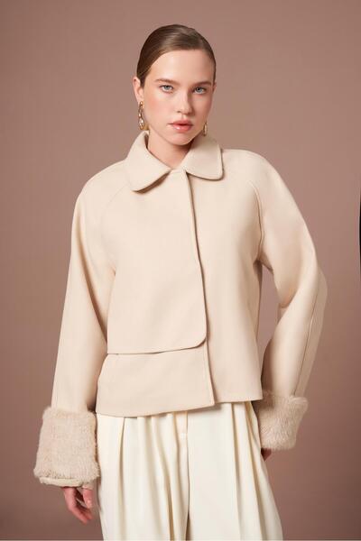 FTZ WOMEN Women's Cashmere Short Coat Beige 31279