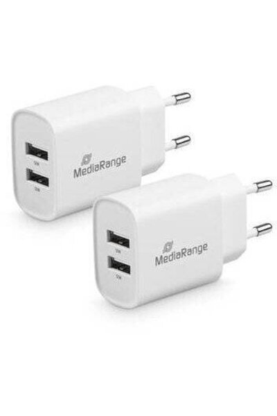 MediaRange 2x USB-A Încărcare rapidă 12W Alb