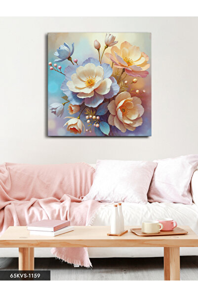 Evinemoda Текстуриран външен вид Меки цветя Единична квадратна платно - Платн...