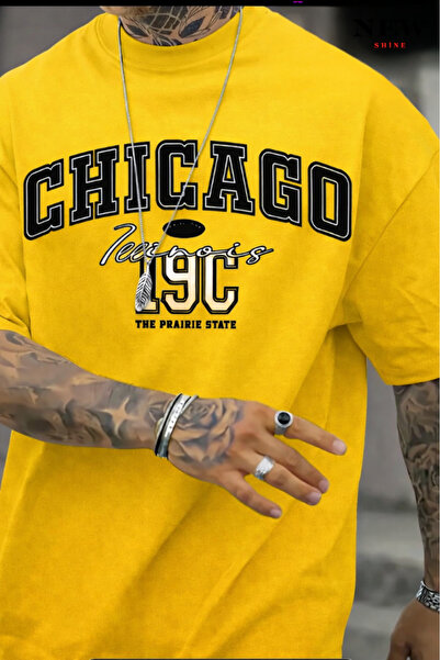 New Shine تي شيرت مطبوع عليه شيكاغو للجنسين