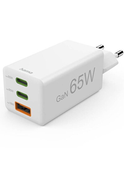 Hama GaN 2x USB-C + 1x USB-A PD 65W Alb