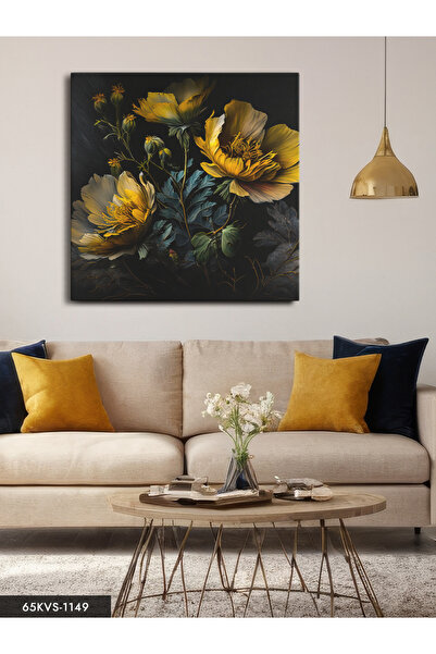 Evinemoda Yellow Flower One Piece Square Canvas - Canvas Painting