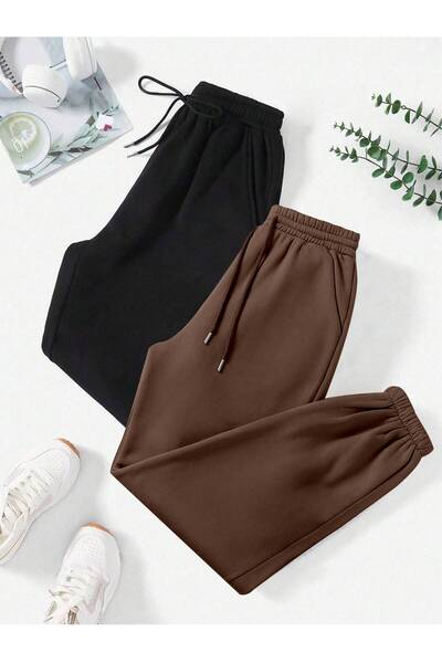 EYAX MODA Advantageous Pack of 2 Rubber-Lined Sweatpants