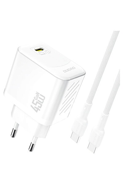 DUDAO Încărcător de perete GaN A28C_White + cablu USB-C 45W Alb