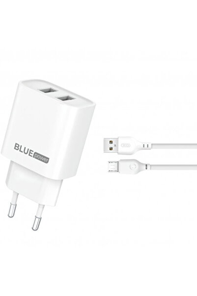 Blue Power Incarcator Retea cu microUSB BPCE02M, 10.5W, 2.1A, 2 x USB-A, Alb