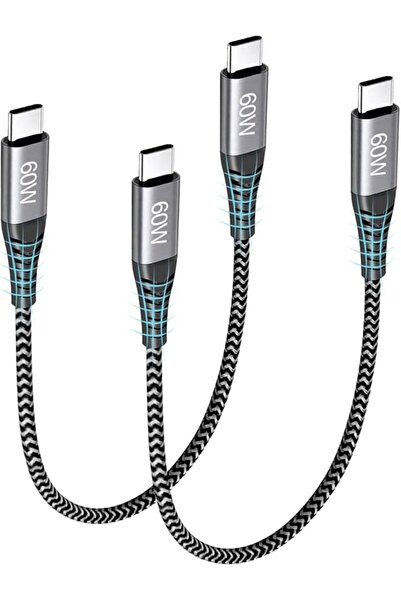 The Bros 【2 Pack】25cm Cable Short USB C to Type C Cable PD 60W Fast Charger C...