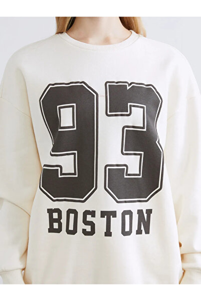 LC Waikiki Boston cu imprimeu supradimensionat Hanorac gros pentru femei tricou