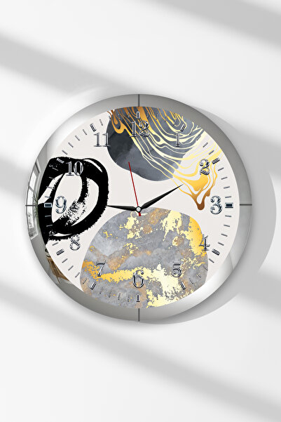 Zevahir Mobilya Dekorasyon Ceas de perete rotund din MDF cu tematică Flow, cu...