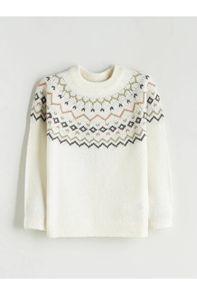 LC Waikiki Beige Crew Neck Boy's Knitwear Sweater