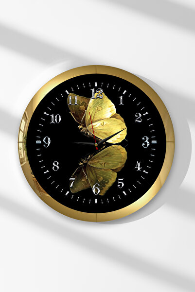 Zevahir Mobilya Dekorasyon Gold Framed Gold Butterfly Themed Round Mdf Wall C...