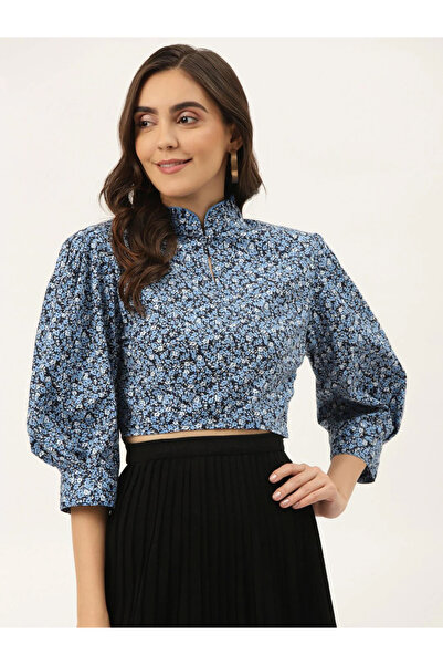 RUE COLLECTION By Styli Women Floral Print Mandarin Collar Top