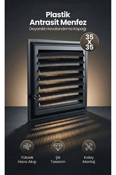 ÖZFIRAT PVC YAPI Plastik Havalandırma Menfezi - WC & Banyo Uyumlu - Antrasit ...