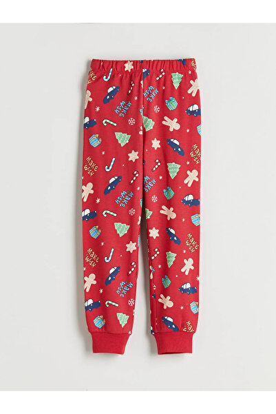 LC Waikiki Red Crew Neck Christmas Themed Boys' Pajama Set