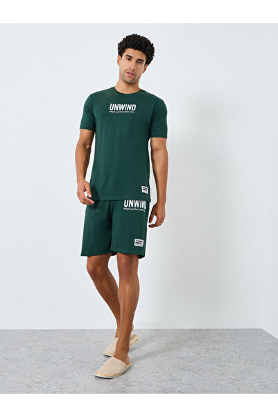 Styli Men Slogan Print Cotton T-Shirt and Shorts Set