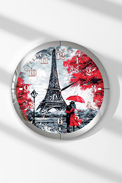 Zevahir Mobilya Dekorasyon Ceas de perete rotund din MDF cu tematică Turnul E...