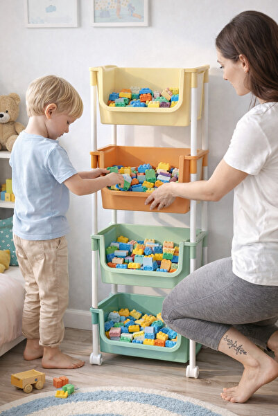 Mim Life 4 Katlı Tekerlekli Organizer Raf Oyuncak Dolabı,Mutfak Rafı , Banyo ...