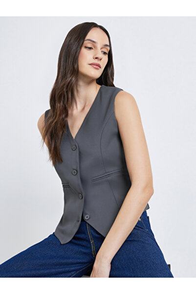 Styli Women Grey Sleeveless Waistcoat