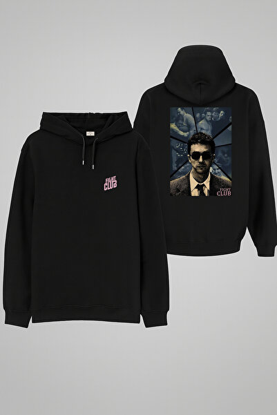 MODA Fight Club Fight Club cu imprimeu Hanorac negru tricou Hanorac cu glugă
